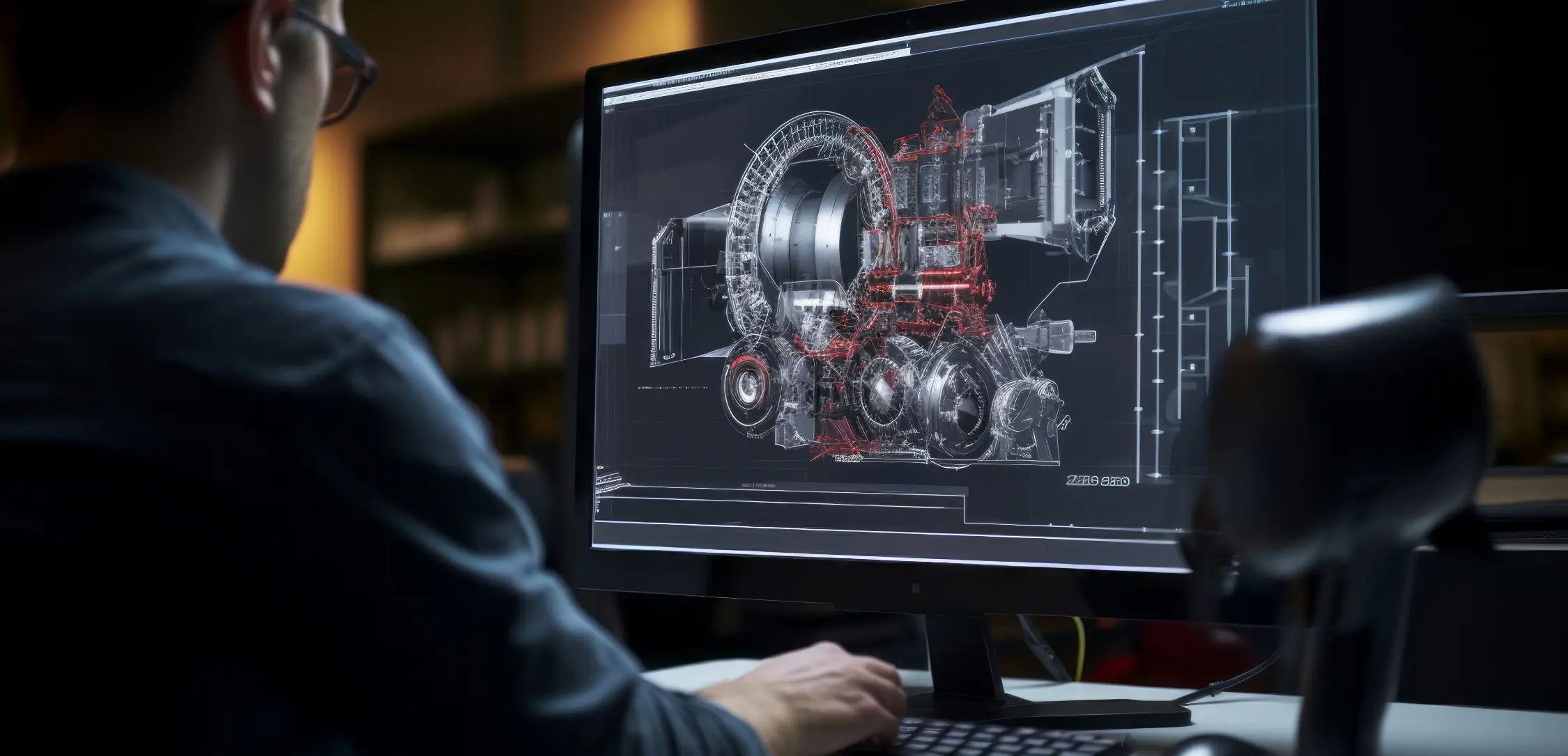 CAD drawing on screen